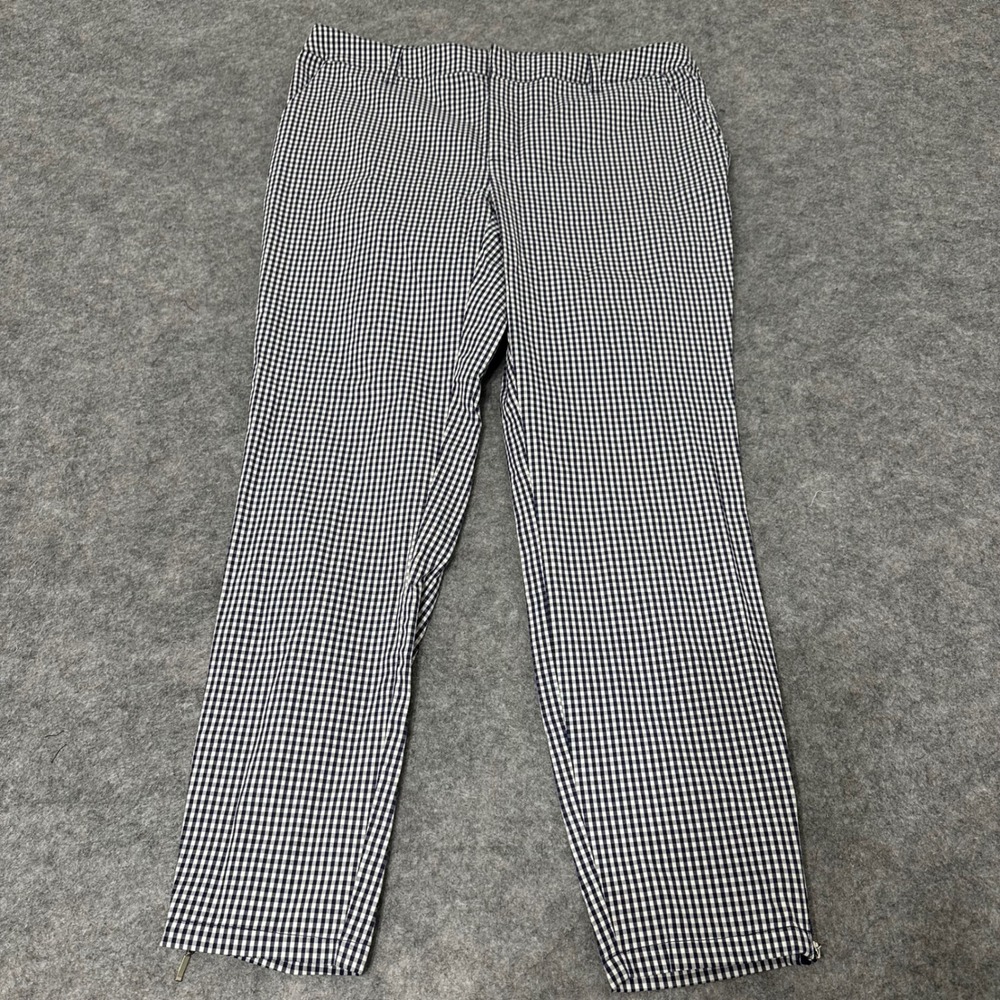 Forever 21 Pants Womens L Blue White Gingham Ankle‎ Zip Stretch Skinny Chino